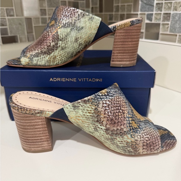 Adrienne Vittadini Snake Print Block Heel Mules - Picture 5 of 7